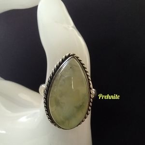 Prehnite silver ring size 8 Vintage
